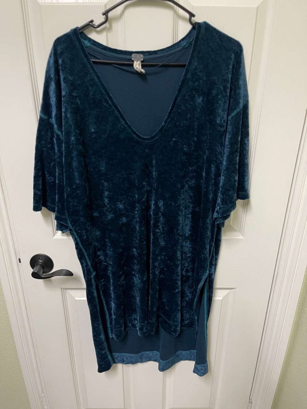 We The Free Velvet Top in Teal Blue